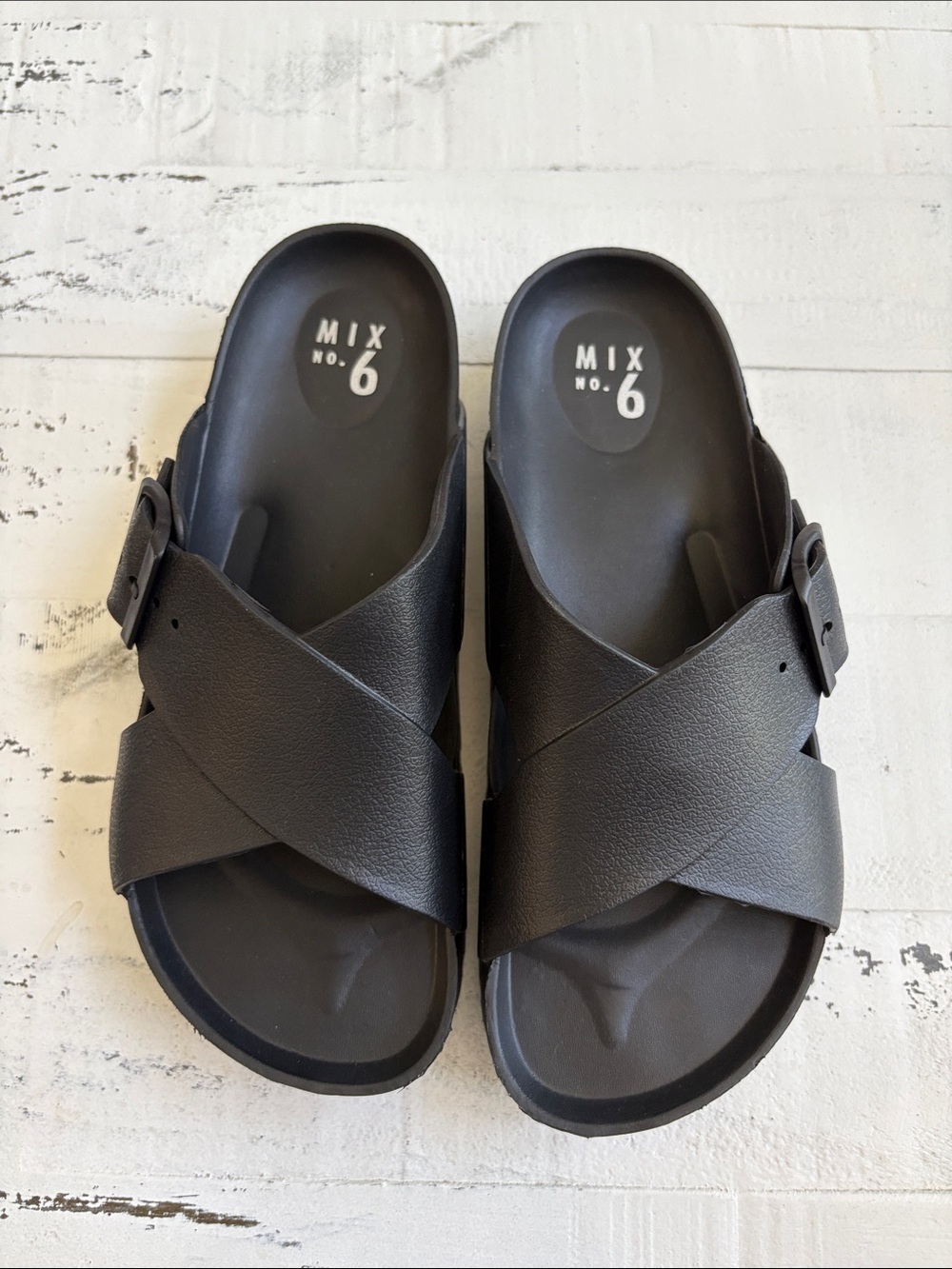 Mix No. 6 Black Crisscross Slide Sandals